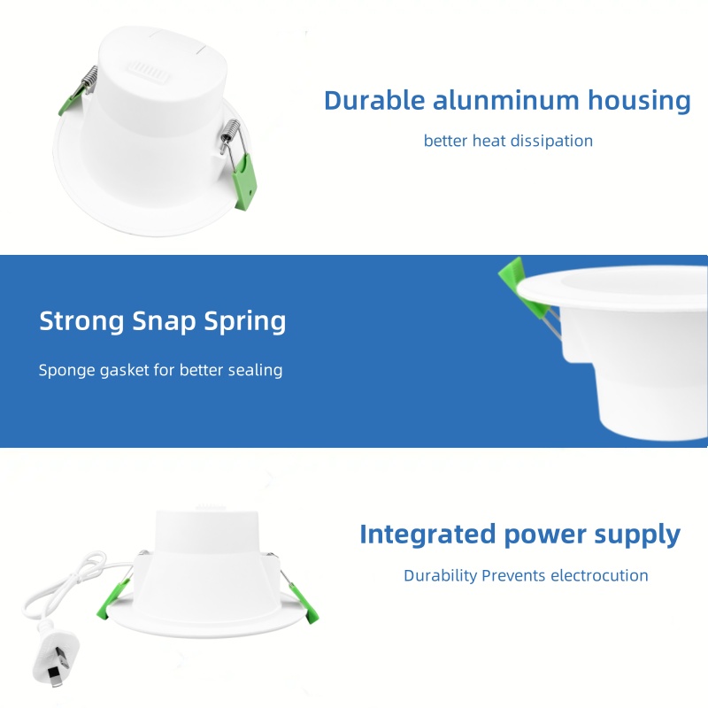 DL01-F IP44 waterproof light emitting diode downlight ceiling downlight 90mm tricolor 3CCT saa certificate dimmable aluminum light home spotlight ce