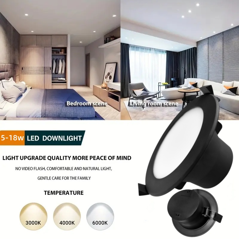 DL01-F black Light emitting diode downlight dimmable SMD round recessed home light outdoor saa black downlight 10w ip44 waterproof aluminum downlight