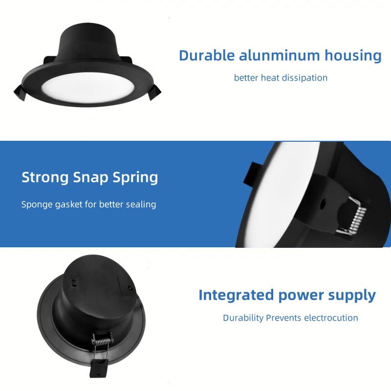 DL01-F black Light emitting diode downlight dimmable SMD round recessed home light outdoor saa black downlight 10w ip44 waterproof aluminum downlight