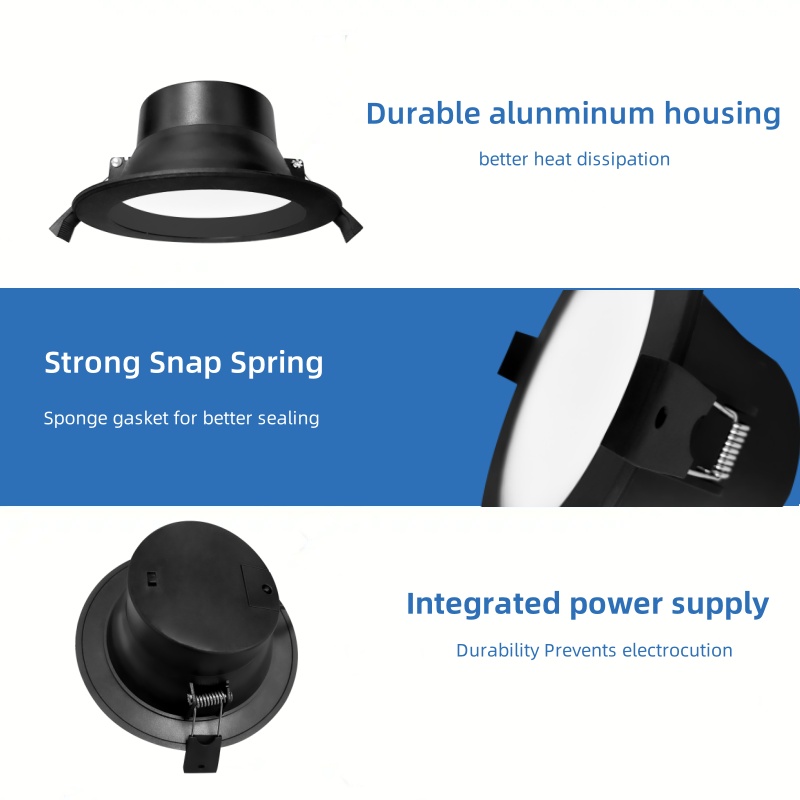 DL01 black Saa light emitting diode downlight 10w recessed dimmable ceiling downlight aluminum downlight waterproof commercial lighting home light spotlight