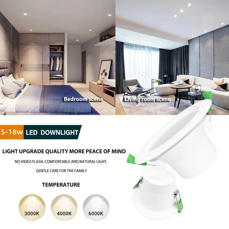 DL01 Green Button Concave Saa LED Downlight 10w Recessed Dimmable Ceiling Downlight Aluminum Downlight Waterproof Commercial Lighting Household Light Spotlights