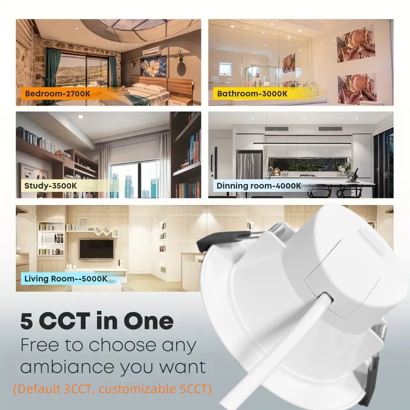 DL01-F LED Downlight 15w Saa 6 Inches Cut-out 150mm Aluminum Coated Plastic Flat Face IP44 Tri-colour Switchable Dimmable LED Downlight