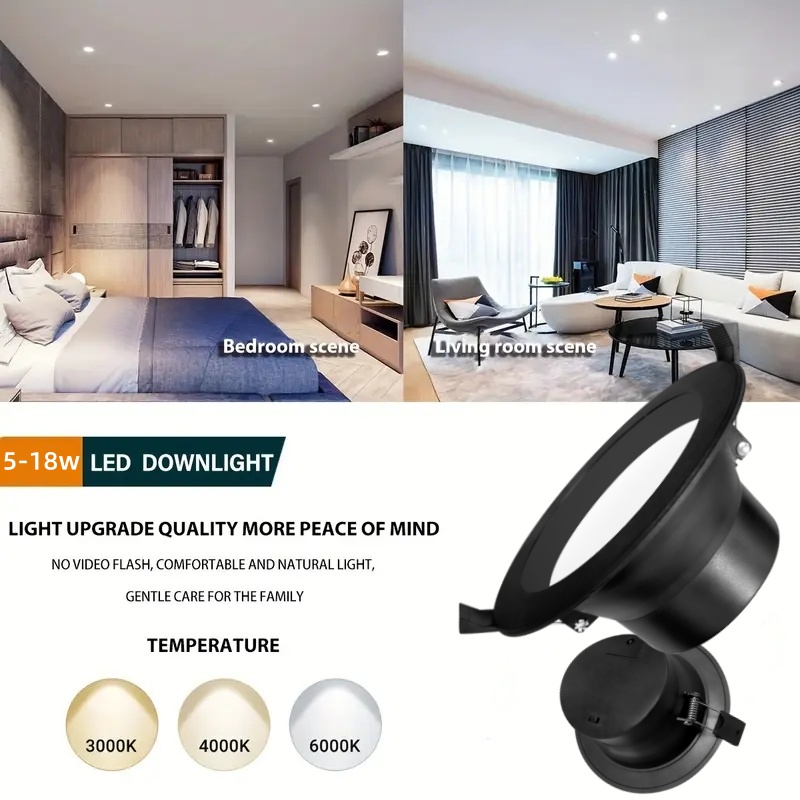 DL01 black Saa light emitting diode downlight 10w recessed dimmable ceiling downlight aluminum downlight waterproof commercial lighting home light spotlight
