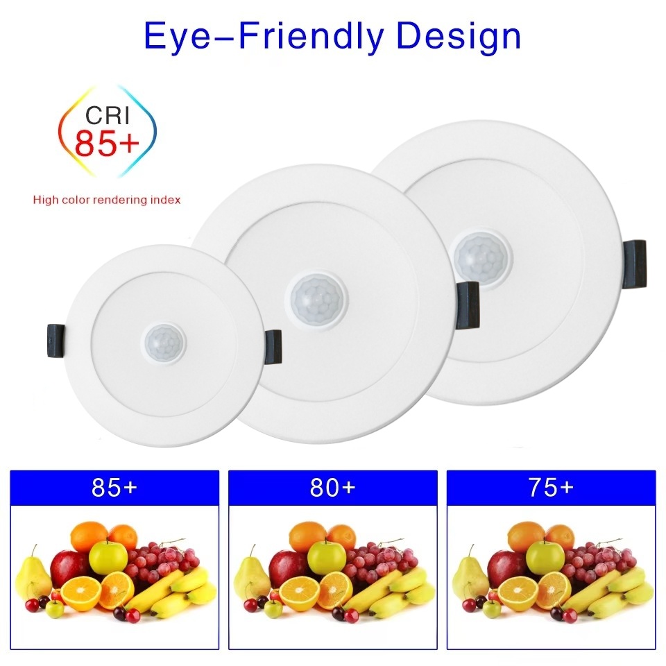 DL01-F-S Light Emitting Diode Motion Sensor Downlight 9w AC85-265V Cabinet Bedroom Closet Sensor Indoor Lighting ip44 saa Dimmable Light Emitting Diode Downlight