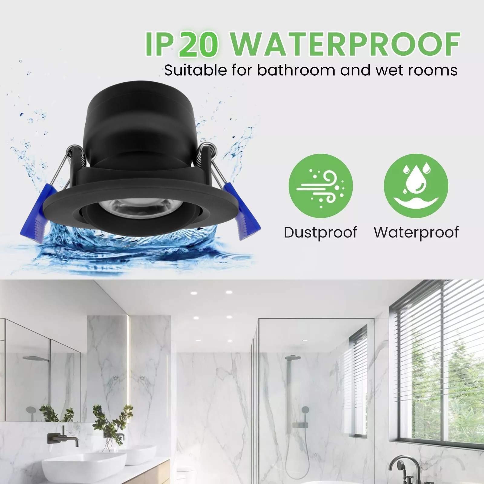DL02 black indoor gimbal light emitting diode light recessed adjustable 5w 8w 10w CCT white round rotating anti-glare ceiling spotlight down light