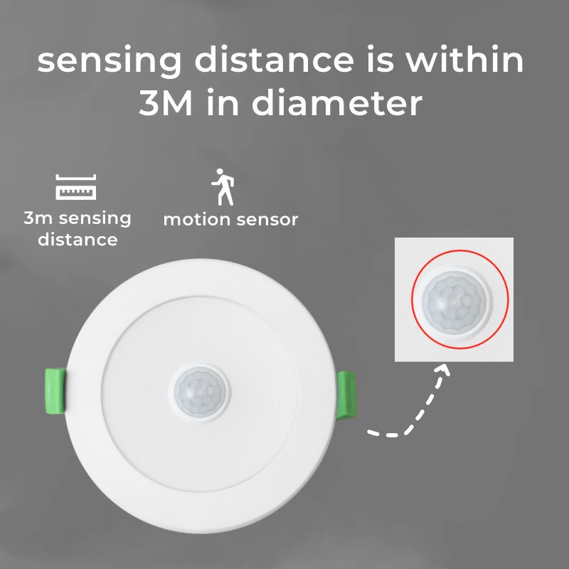 DL01-F-S 8W 9w PIR Motion Sensor Downlight AC85-265V Recessed Ceiling Lighting Hallway Living Room Kitchen Decorative Lighting ip44 Lights