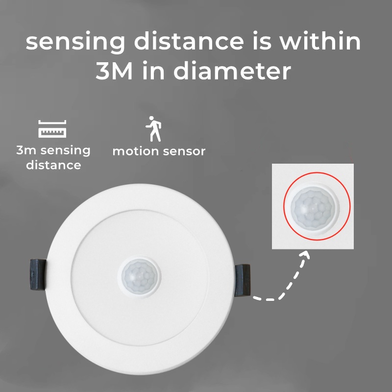 DL01-F-S Light Emitting Diode Motion Sensor Downlight 9w AC85-265V Cabinet Bedroom Closet Sensor Indoor Lighting ip44 saa Dimmable Light Emitting Diode Downlight