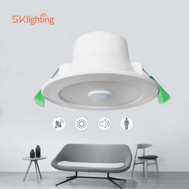 DL01-F-S 8W 9w PIR Motion Sensor Downlight AC85-265V Recessed Ceiling Lighting Hallway Living Room Kitchen Decorative Lighting ip44 Lights