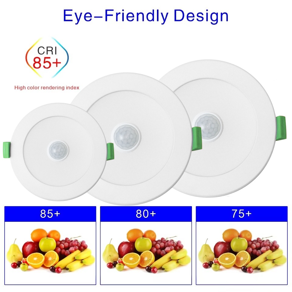 DL01-F-S 8W 9w PIR Motion Sensor Downlight AC85-265V Recessed Ceiling Lighting Hallway Living Room Kitchen Decorative Lighting ip44 Lights
