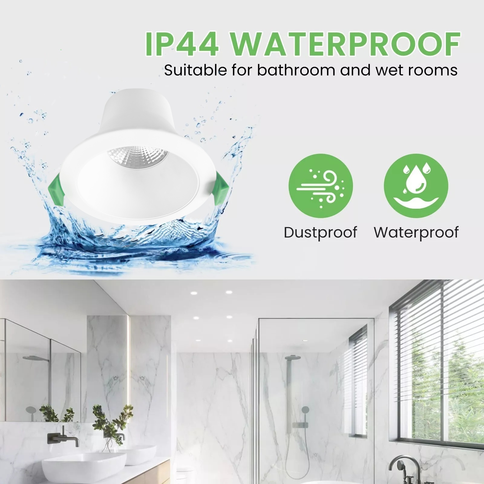 DL10.2.0  Anti-glare Spotlight Commercial LED Downlight 8W ip44 waterproof 3cct saa Recessed  Main Lighting Ceiling spotLight 90mm cut out
