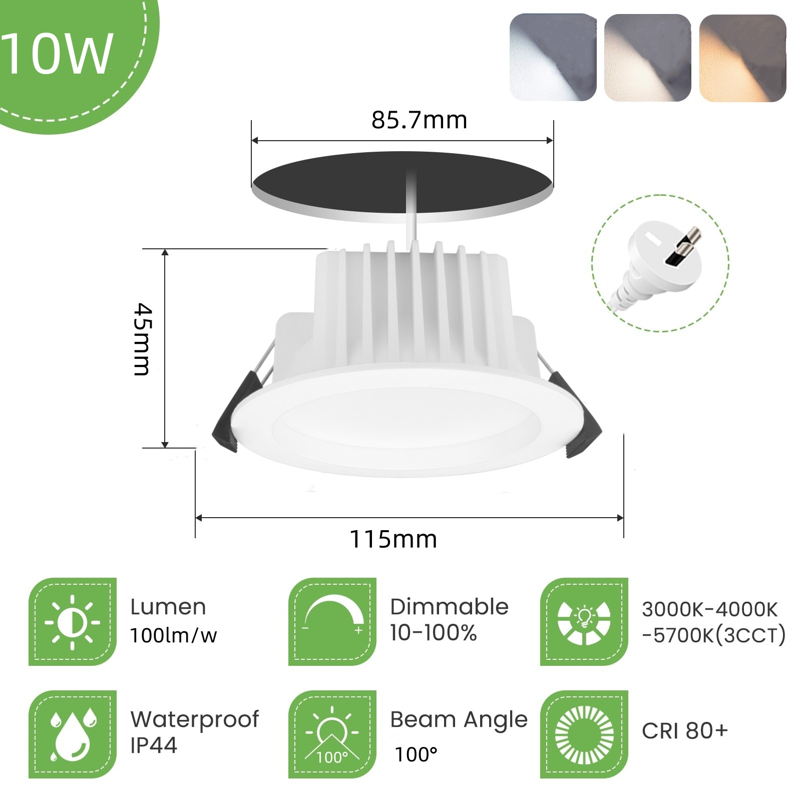DL11 Australia Downlight Waterproof AntiGlare Aluminum Recessed Ceiling Spotlight saa home Office SMD Downlights 3cct spotlight lamps