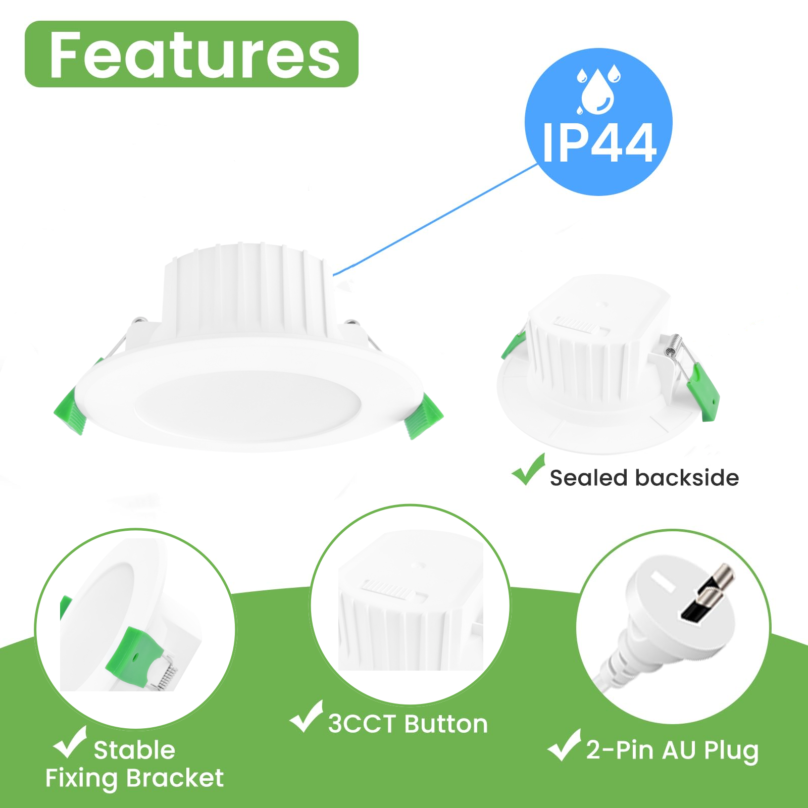 DL11 adjustable downlight dimmable led recessed lights 10W LED Downlight Internal 3cct Saa Led Ceiling Lights IP44 waterproof lamp ce