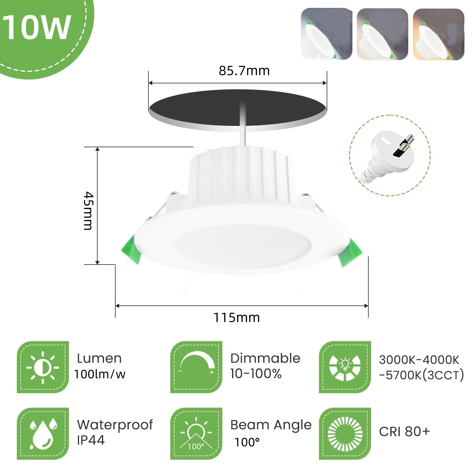 DL11 adjustable downlight dimmable led recessed lights australian home light outdoor saa certificate downlight 10w ip44 waterproof