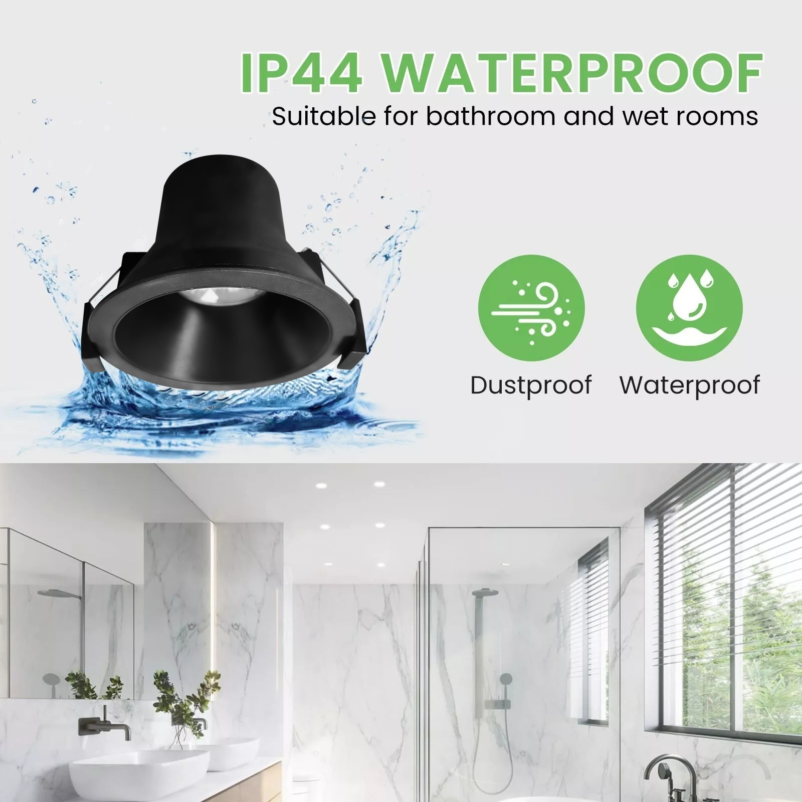 DL10.2.0  Anti-glare Spotlight Commercial LED Downlight 8W ip44 waterproof 3cct saa Recessed  Main Lighting Ceiling spotLight 90mm cut out
