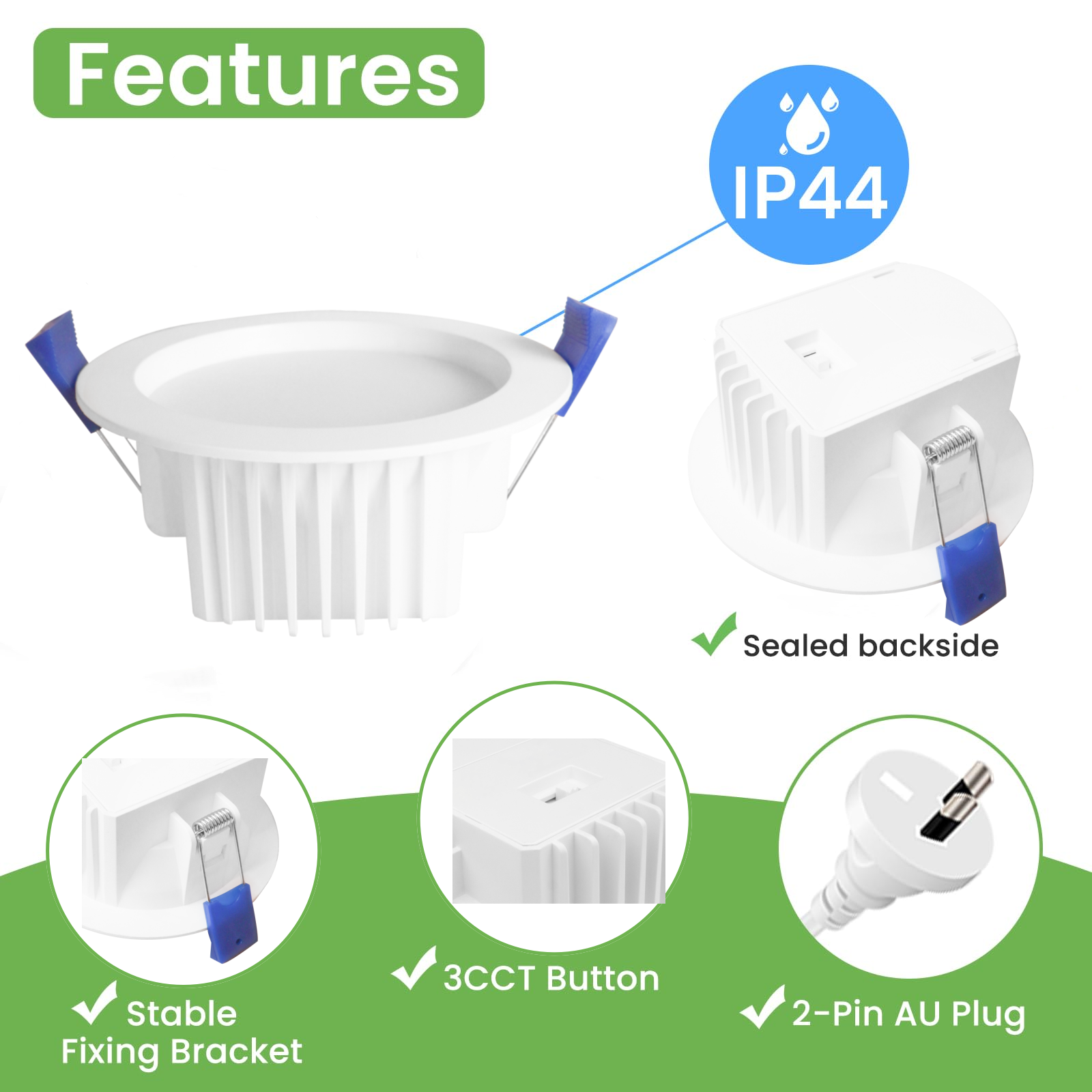 DL11 Australia Downlight Waterproof AntiGlare Aluminum Recessed Ceiling Spotlight saa home Office SMD Downlights 3cct led down lights