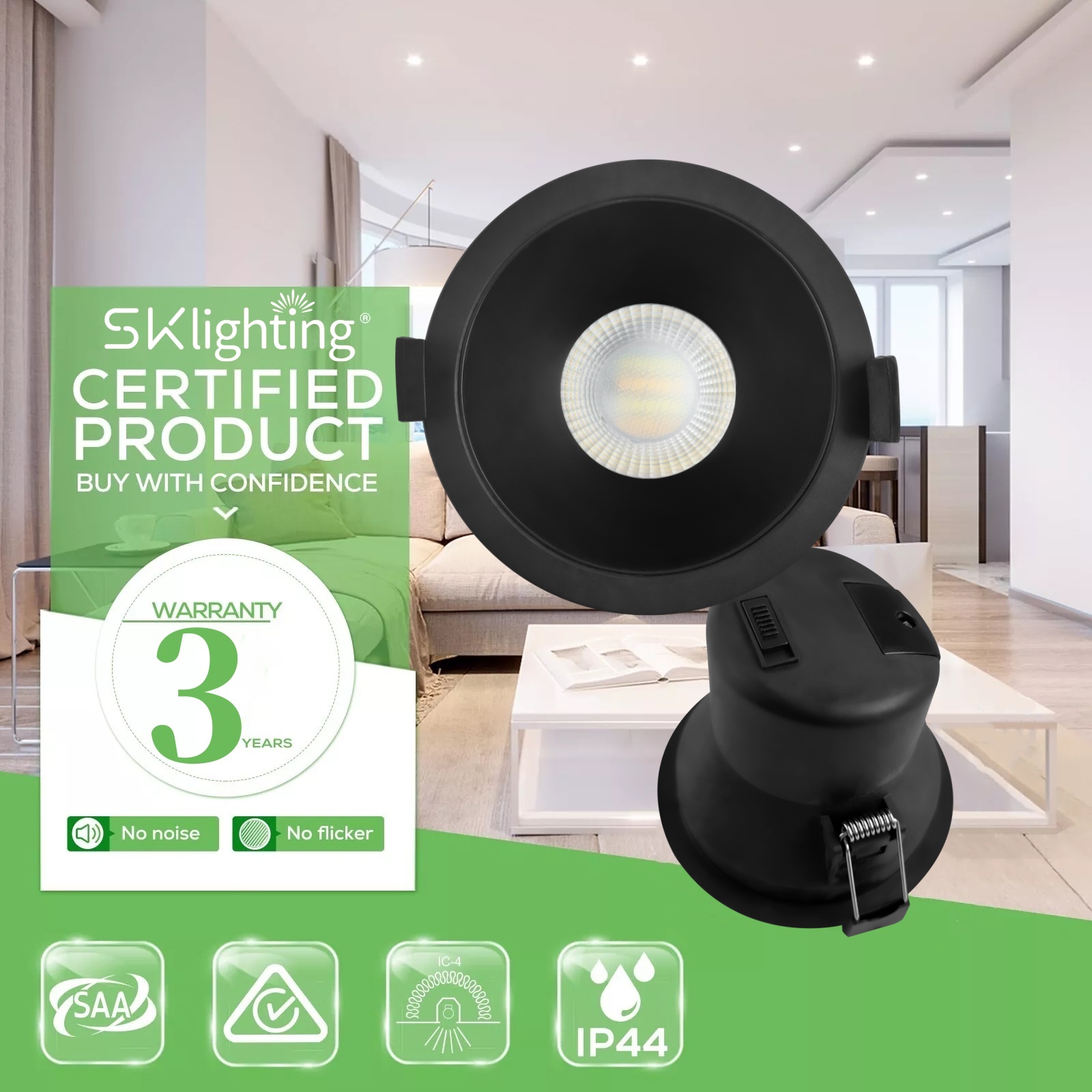 DL10.2.0  Anti-glare Spotlight Commercial LED Downlight 8W ip44 waterproof 3cct saa Recessed  Main Lighting Ceiling spotLight 90mm cut out