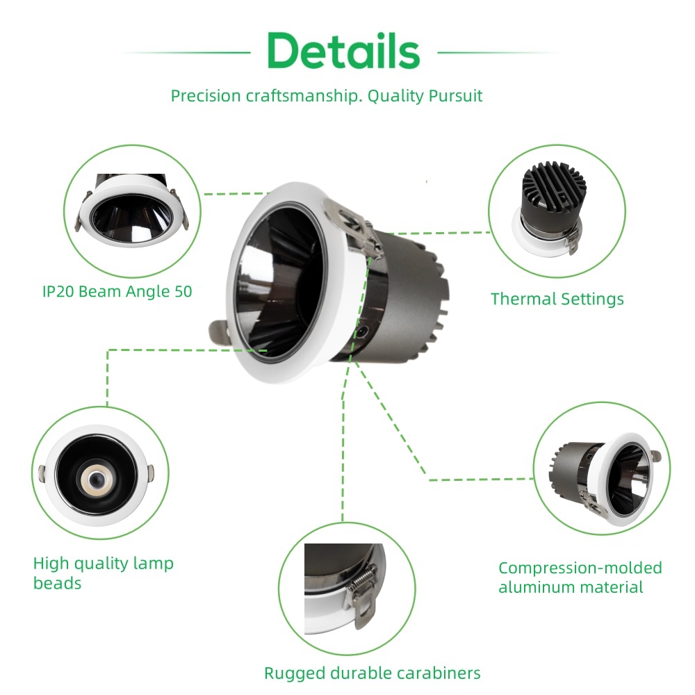 DL30 Light IP20 Waterproof LED Downlight 7W 10w 12w 18W Recessed Ceiling Light for Outdoor Bathroom Balcony Hotel  Mall spotlight ce
