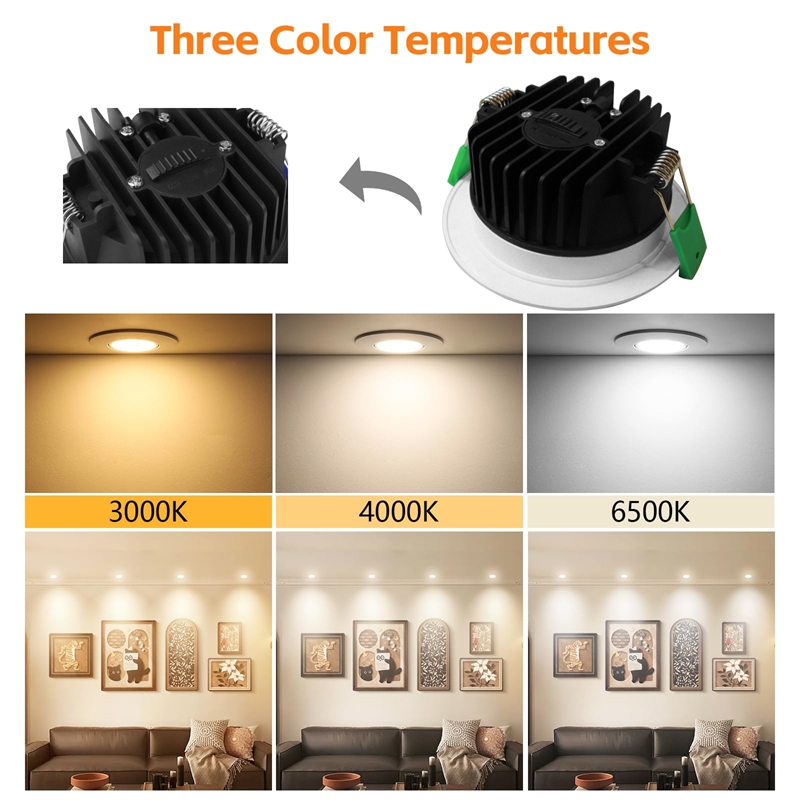 DL40-L IP54 Dimmable Light Emitting Diode Downlight 10w 90mm Commercial Spotlight Anti-Glare Recessed Light Emitting Diode Spotlight SMD Lens Modern 3CCT SAA Aluminum