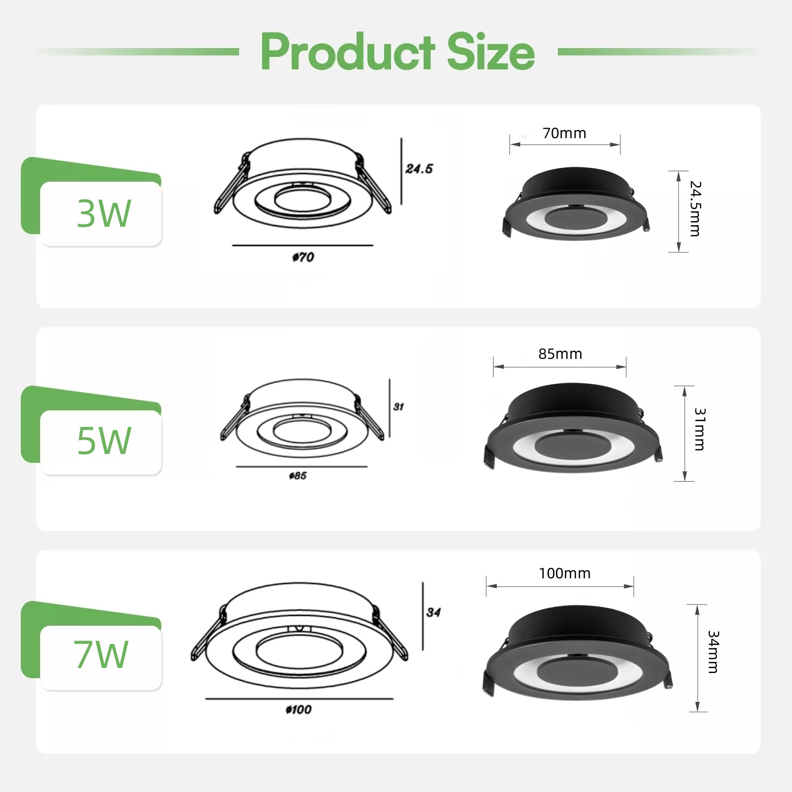 DL35 Commercial Lighting Shop Decoration Adjustable Anti-Glare Aluminum Efficient Reflective Design Recessed Light IP20 LED Downlight Black