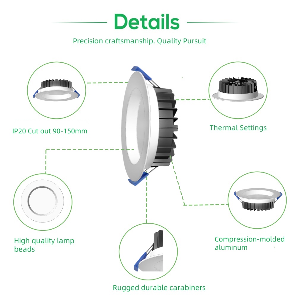DL58 Residential LED Downlight Aluminum Dali Dimmable Recessed Ceiling Lighting 12w Fixed SMD IP20 Downlight