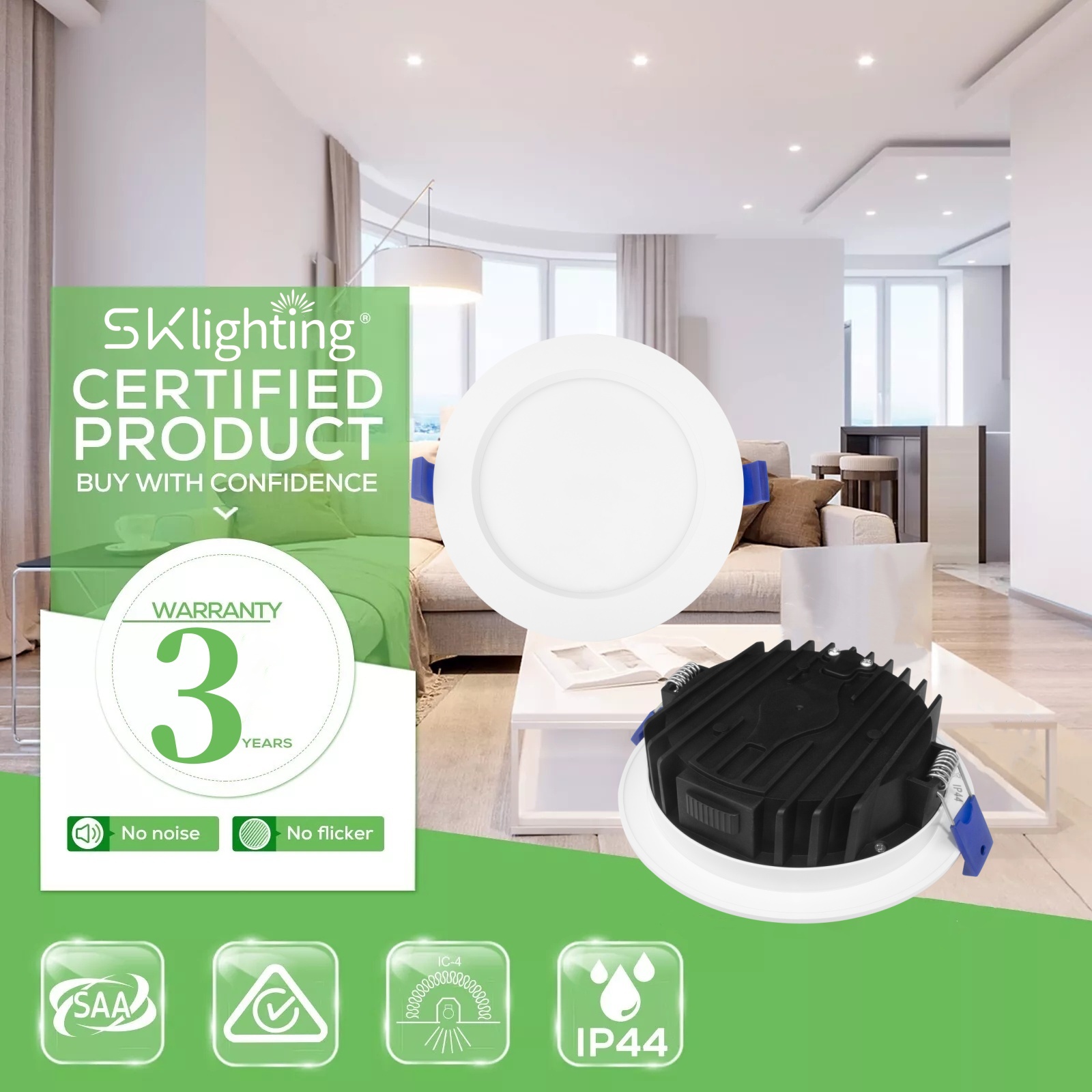 DL57 LED Downlight 14W IP44 CE SAA IC-4 Certified Dimmable Recessed Moisture and Glare Resistant Ceiling Lighting Downlight