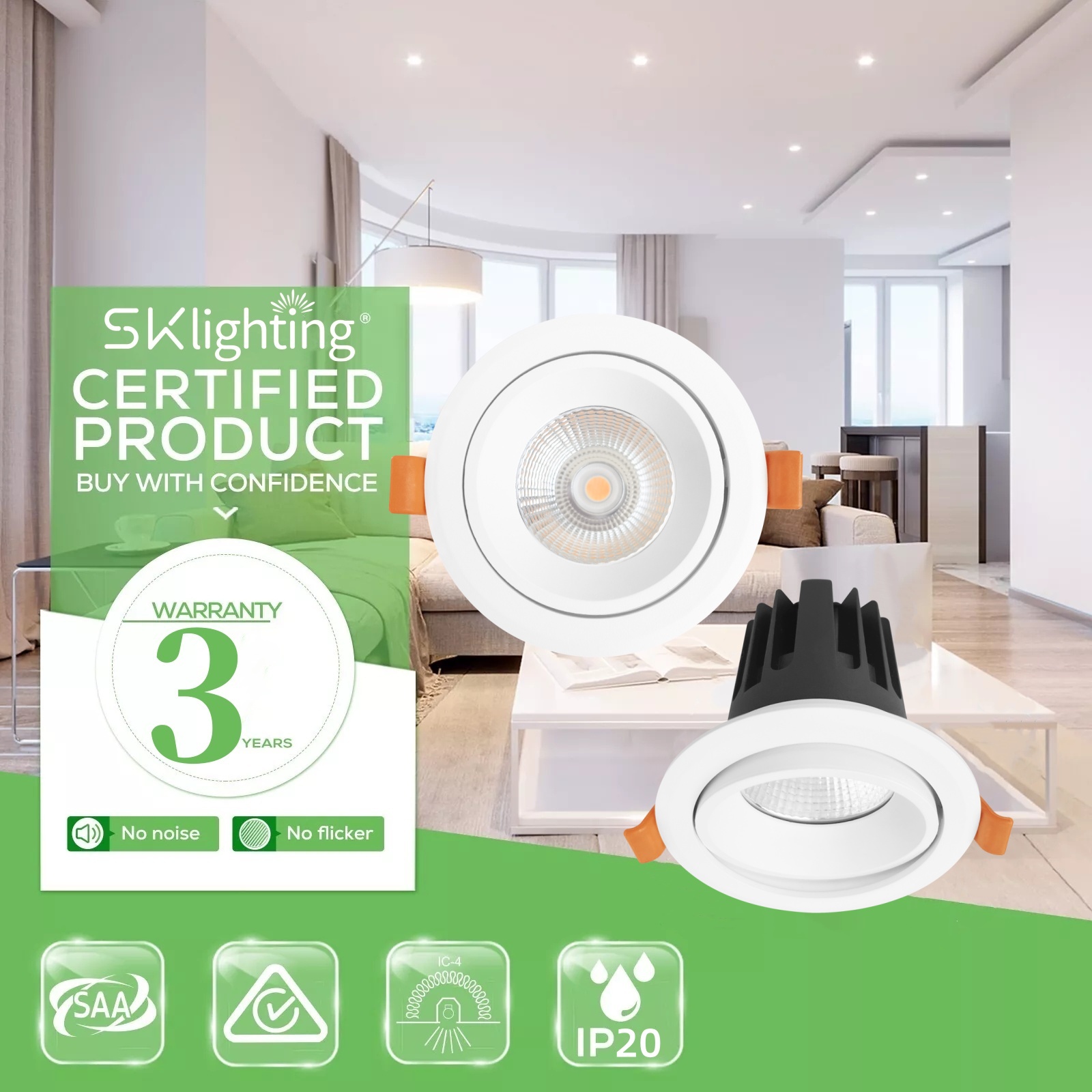 DL66-W COB Downlight Can Exterior Eyeball Ceiling Mounted Light Dimmable Downlight Flicker Free Dimmable Cob Recessed Led Downlight