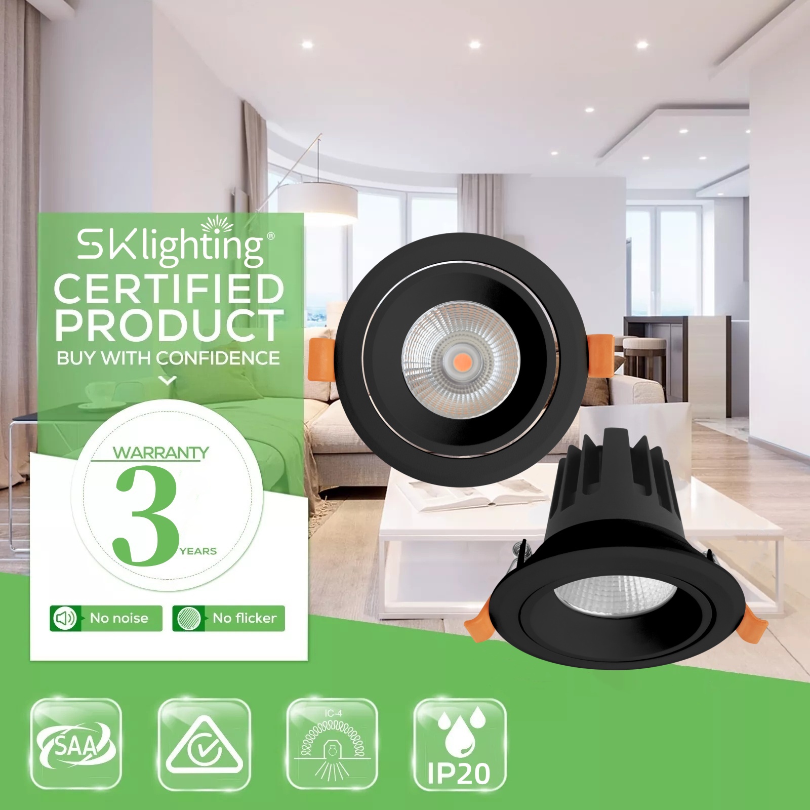 DL66-B Morden Anti-Glare round COB LED Downlight 7W to 40W Recessed Mounted Indoor Lighting for Various Space Requirements