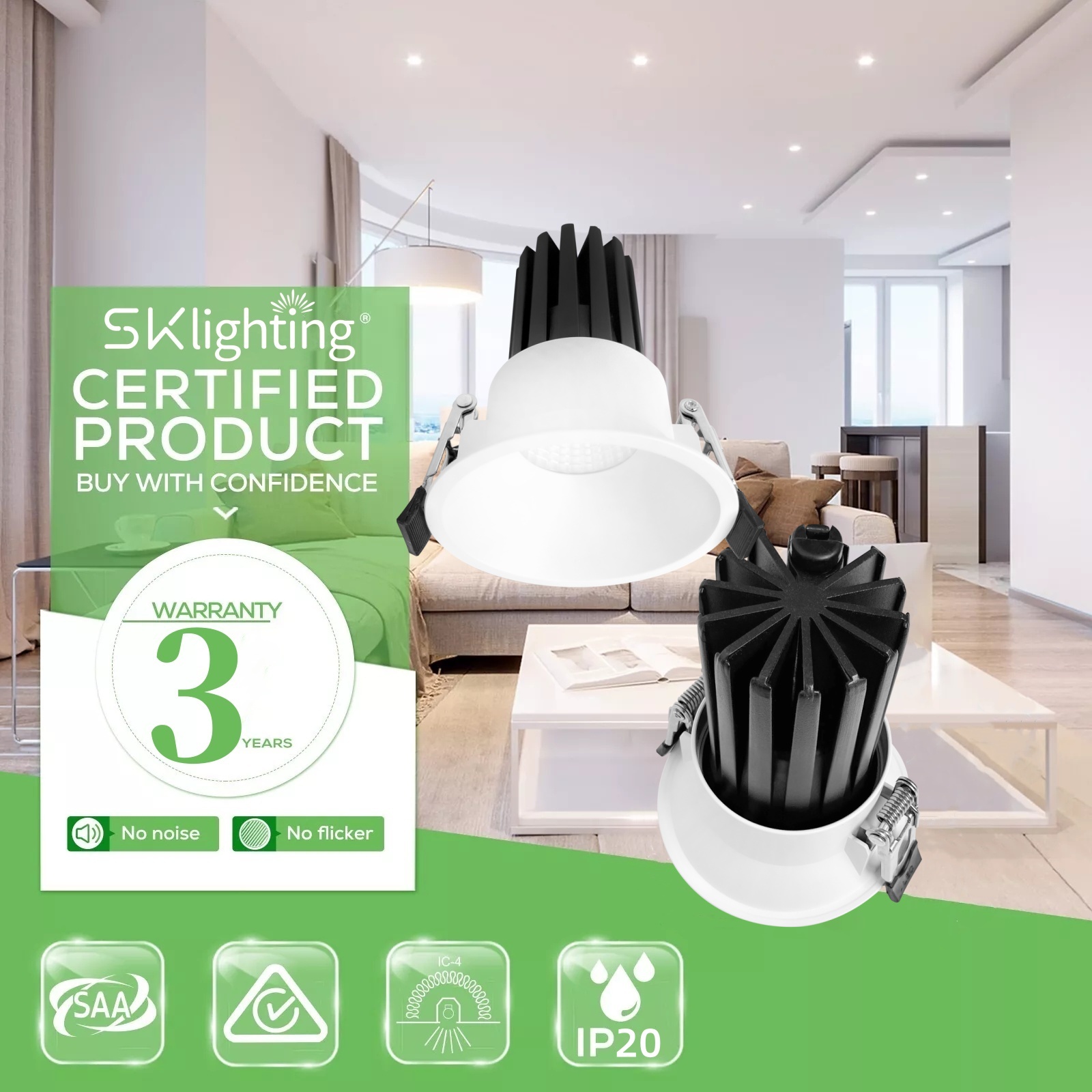 DL68 Indoor Recessed Anti Glare IP20 Waterproof Ceiling Spotlight COB LED DALI Dimmable 8W 10W 15W 28W Aluminum Downlight